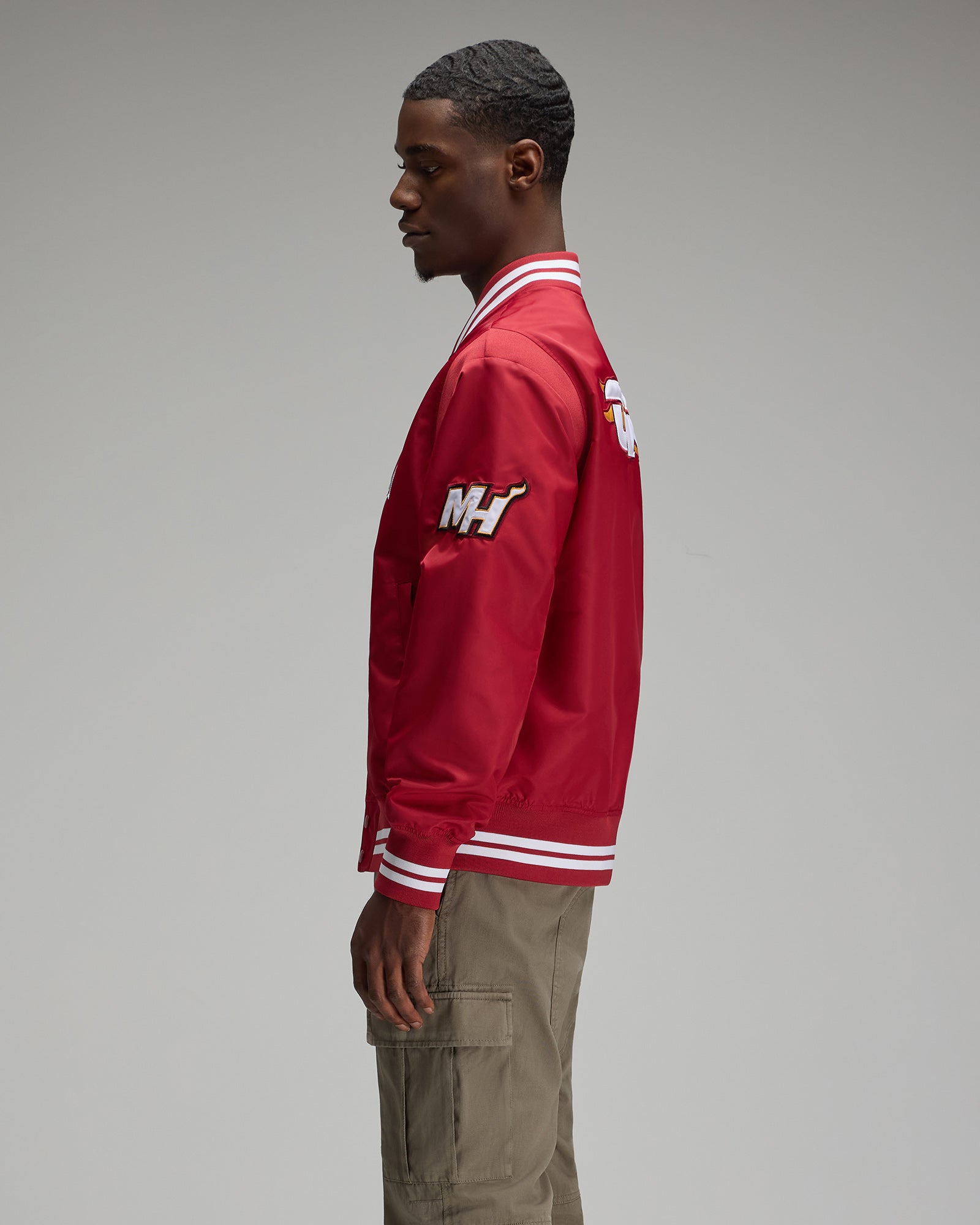 NBA Miami Heat Satin Varsity Jacket - Red IMAGE #4