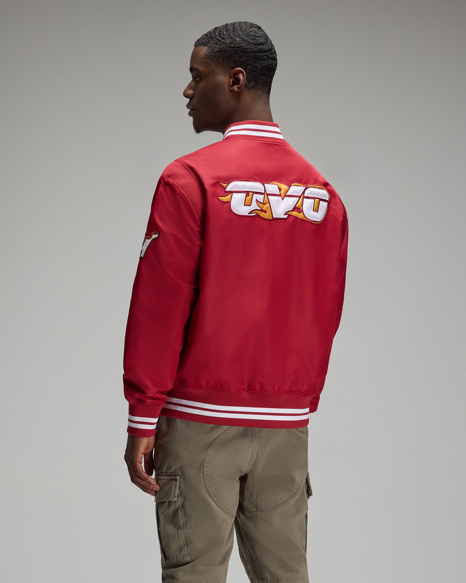 NBA Miami Heat Satin Varsity Jacket - Red IMAGE #5