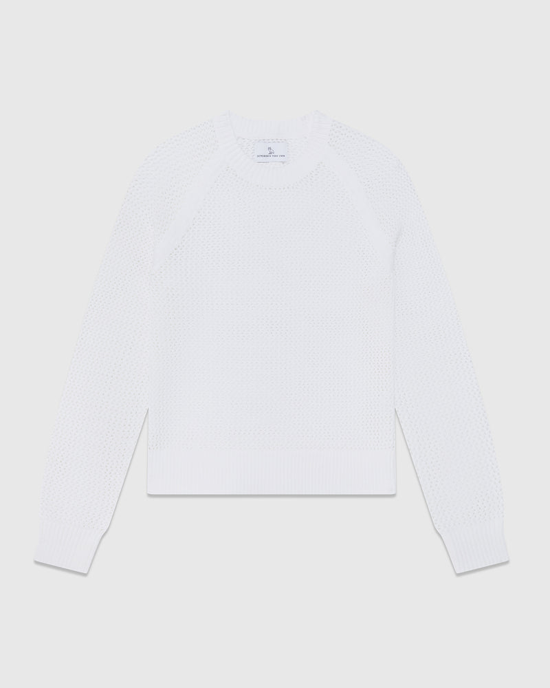 Open-Knit Crewneck Sweater - Cream