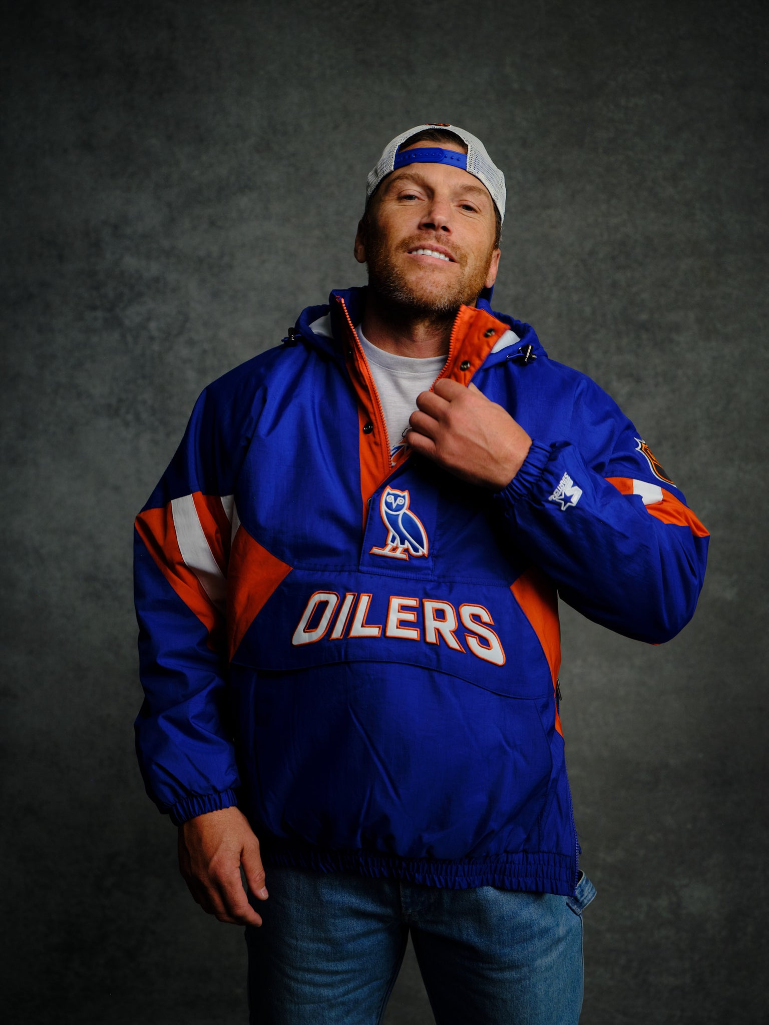 NHL Edmonton Oilers Starter® Breakaway Pullover Jacket - Navy IMAGE #2