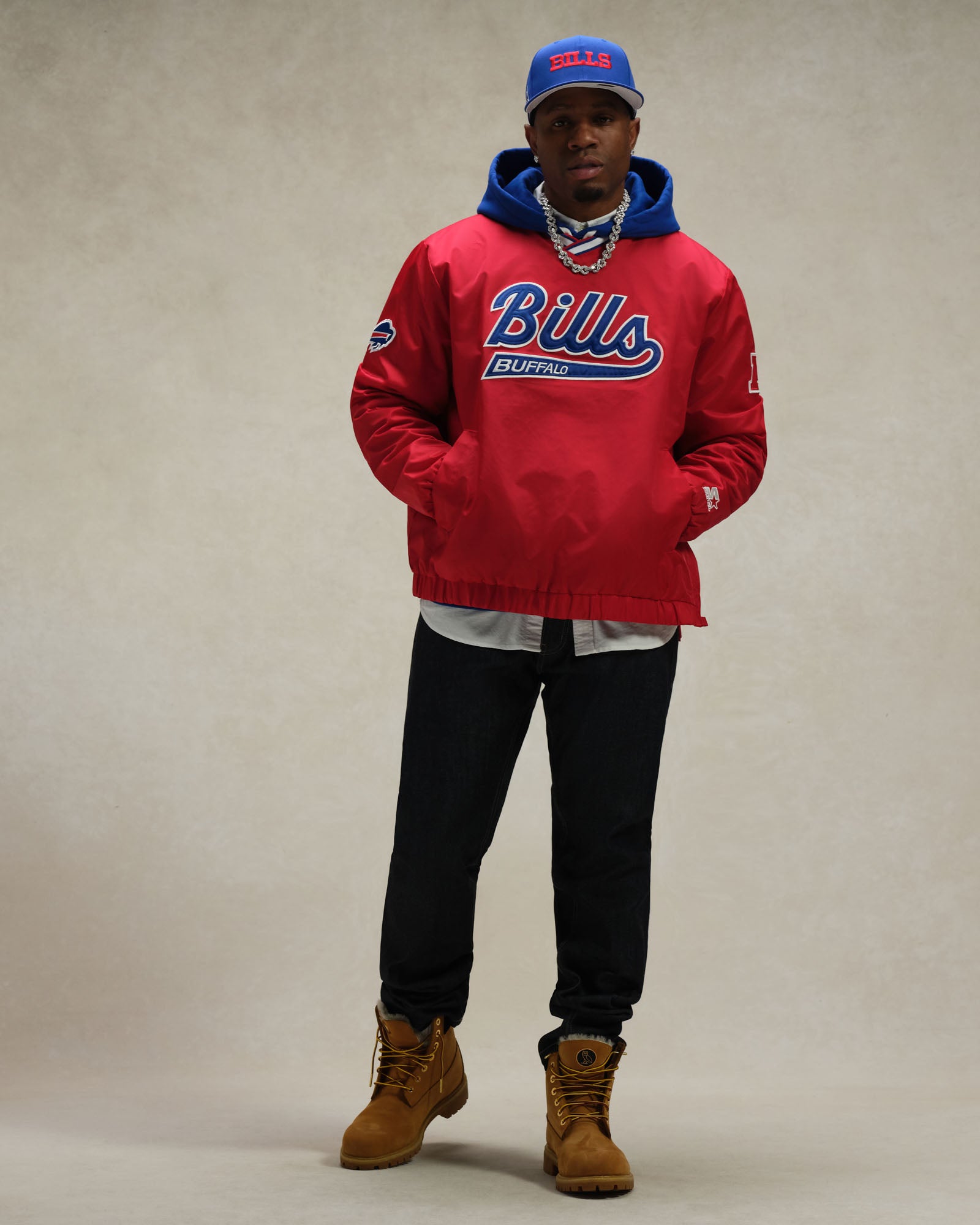 NFL Buffalo Bills Starter® Trainer Pullover Jacket - Red IMAGE #3