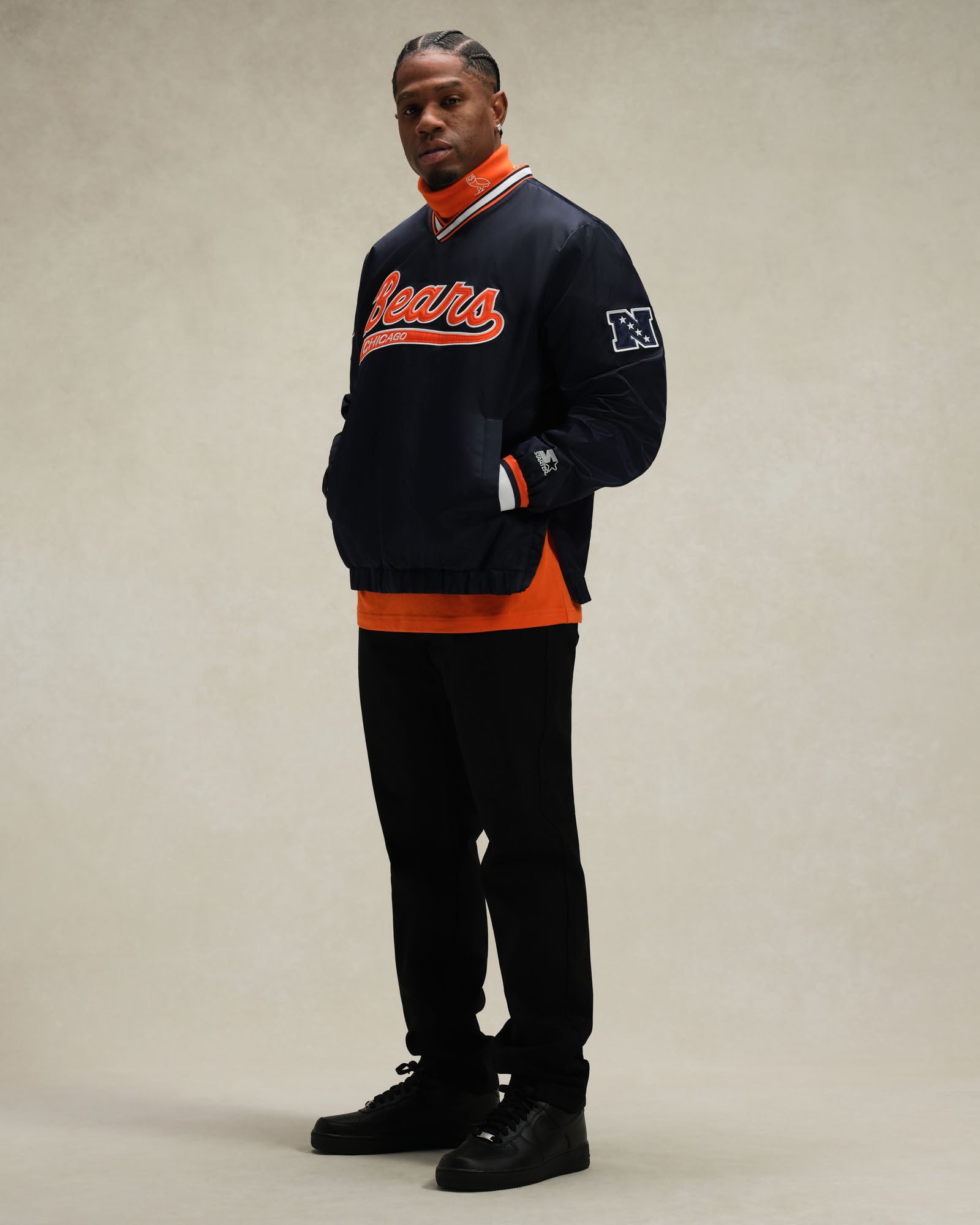 NFL Chicago Bears Starter® Trainer Pullover Jacket - Navy IMAGE #3