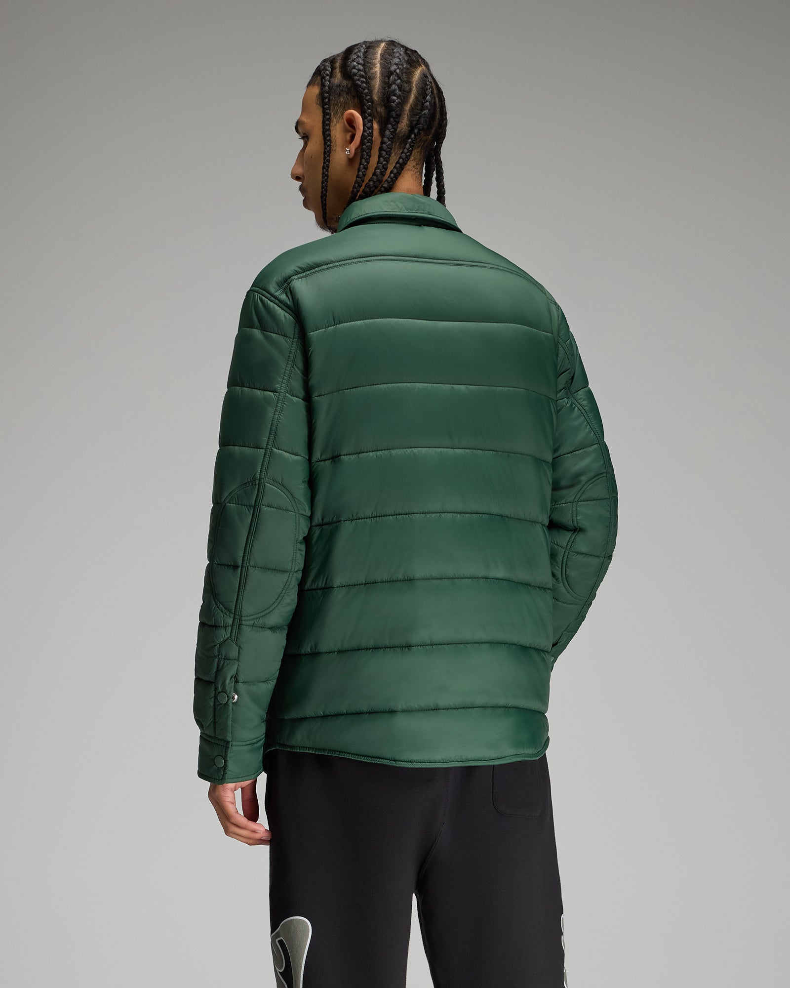 Nylon Quilted Shirt Jacket - Forest Green IMAGE #5