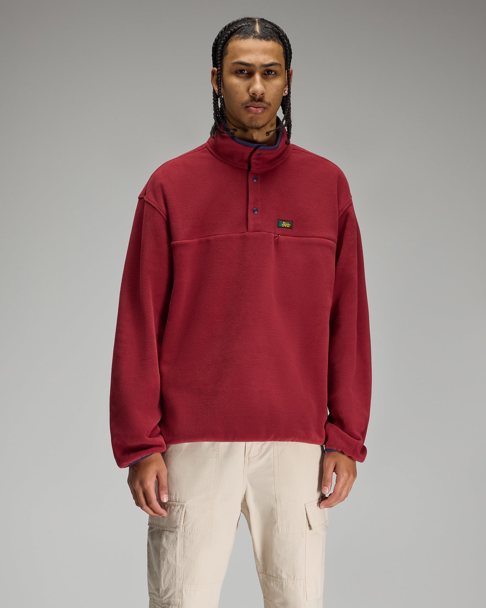 Polartec® Fleece Mockneck - Dark Crimson IMAGE #3