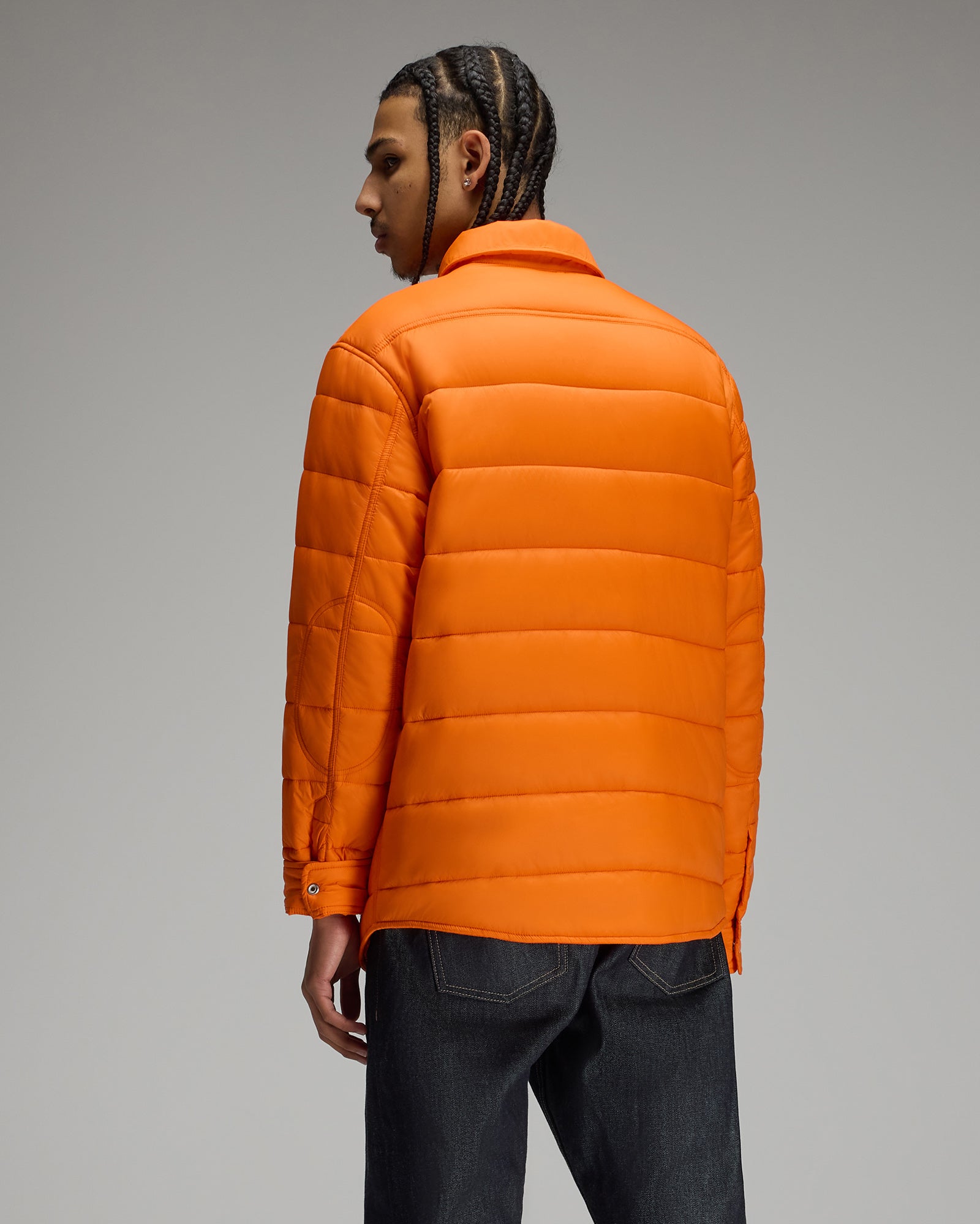 Nylon Quilted  Shirt Jacket - Hunter Orange IMAGE #5