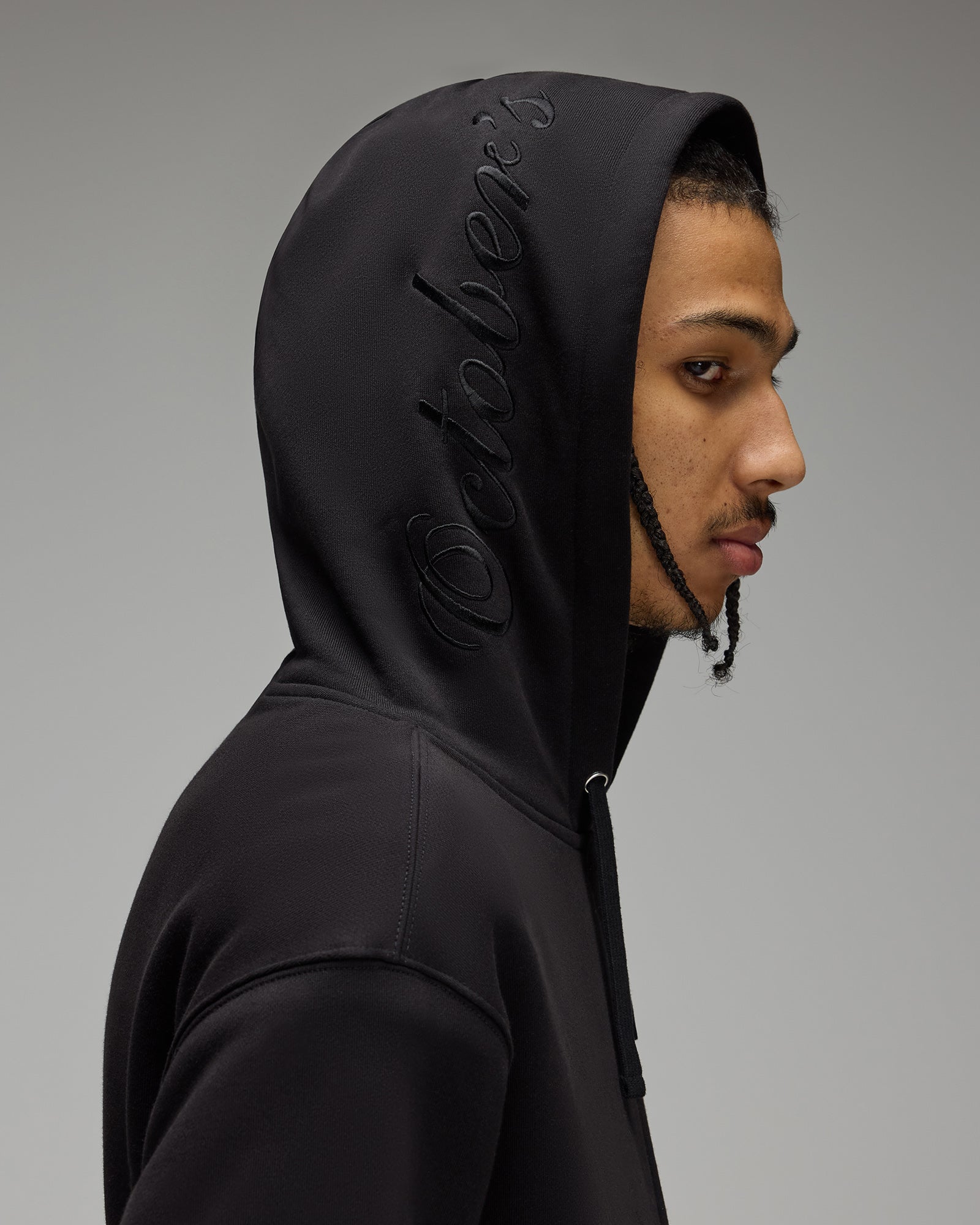 Waffle-Lined Full-Zip Hoodie - Black IMAGE #6