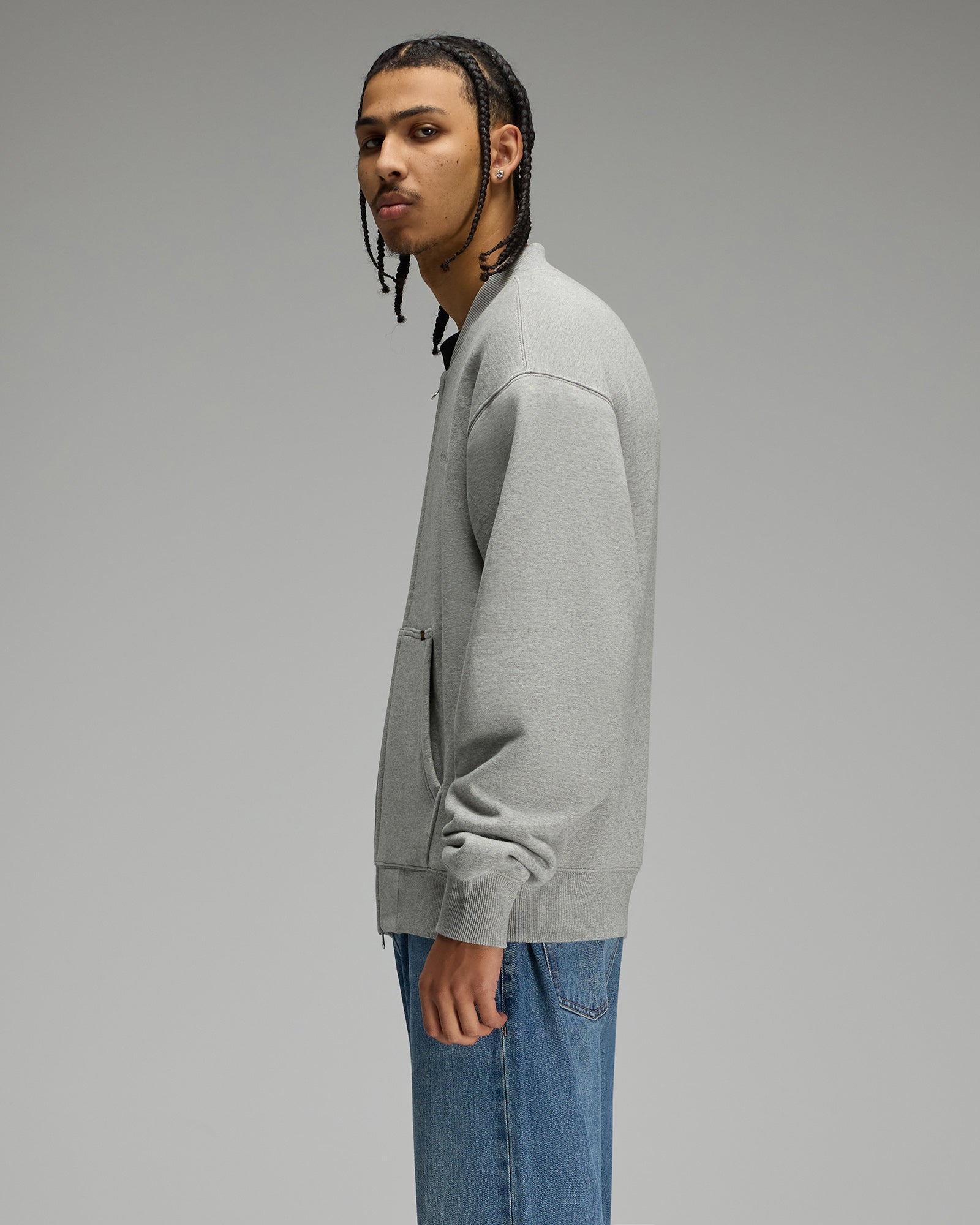 Waffle-Lined Track Jacket - Heather Grey IMAGE #4