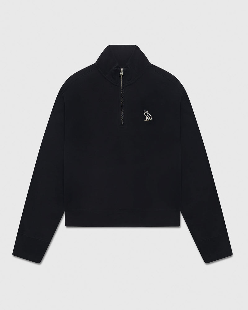 Relaxed-Fit Quarter-Zip Mockneck - Black