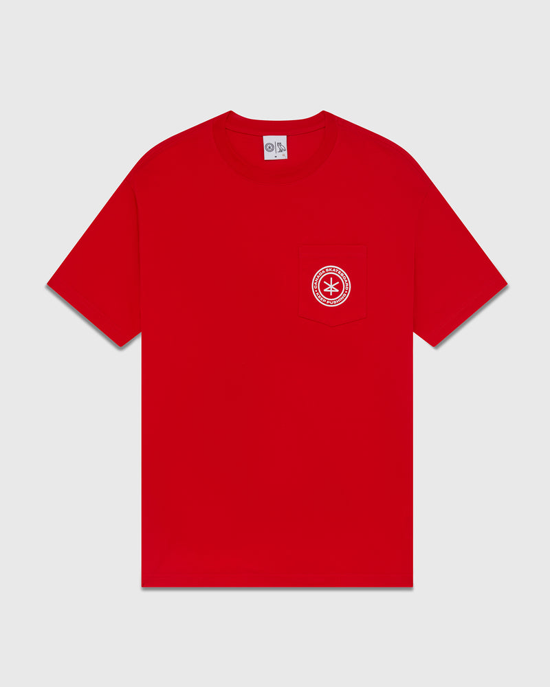 Canada Skateboard Pocket T-Shirt  - Red