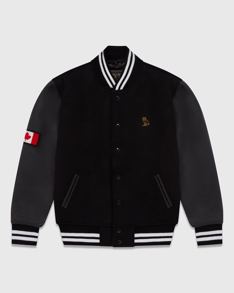 Canada Skateboard Varsity Jacket  -  Black