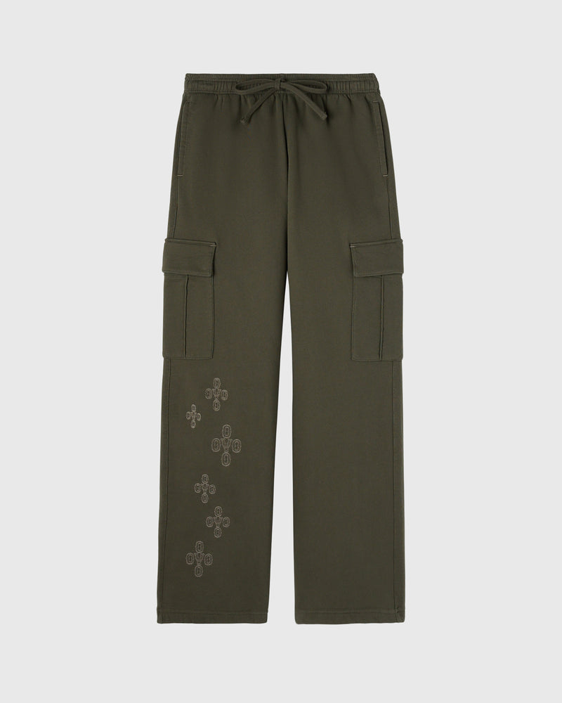 Pom Pom Contrast-Stitch Cargo Pant - Olive