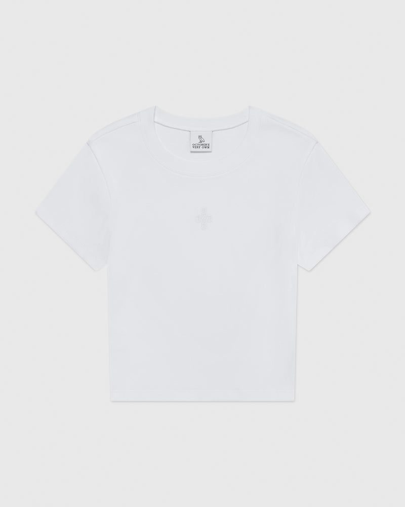 Pom Pom Cropped T-Shirt - White