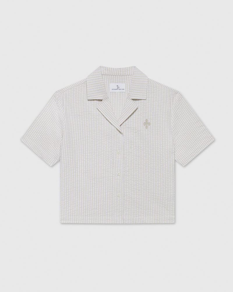 Pom Pom Seersucker Shirt - Tan