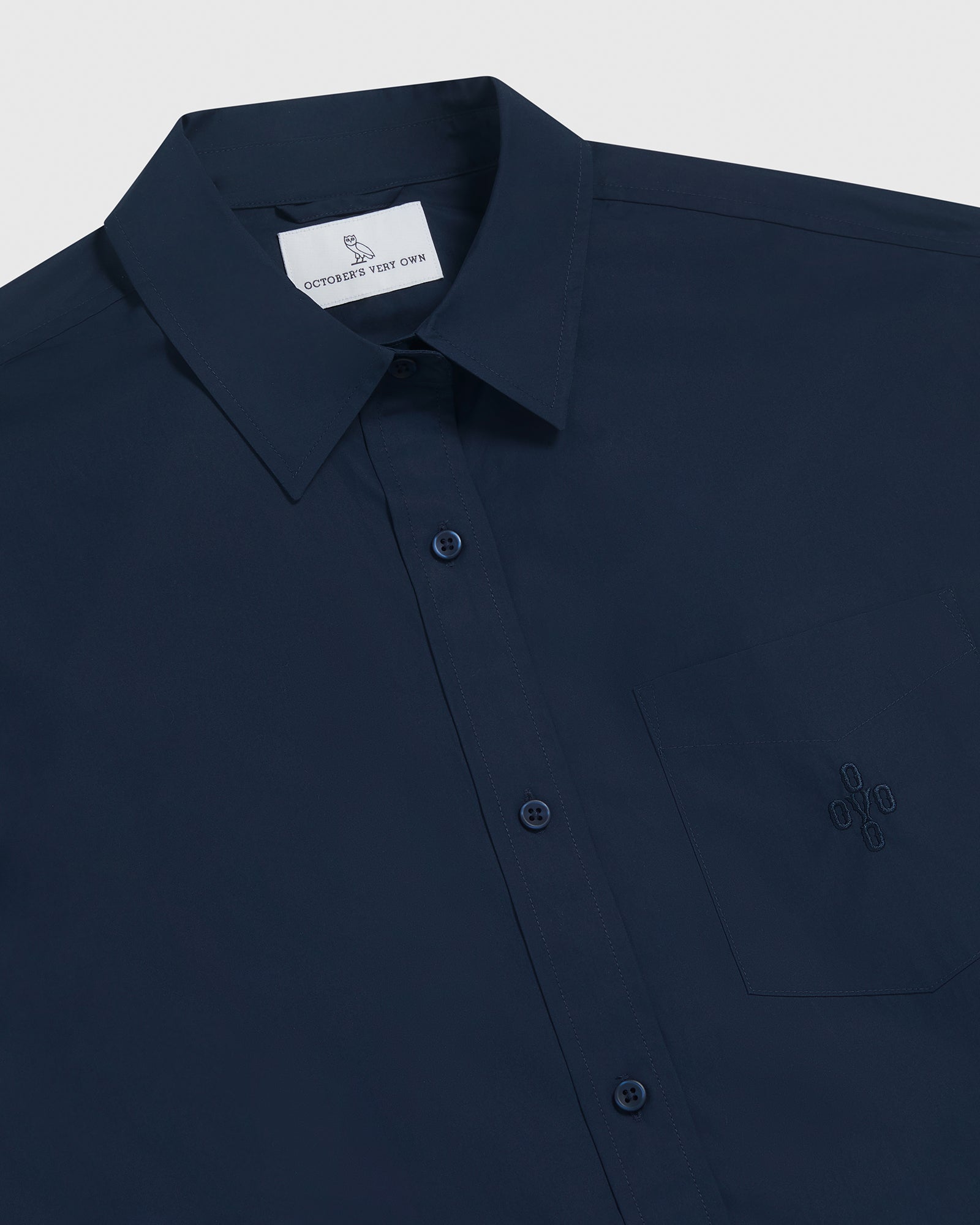 Oversized Poplin Shirt - Navy IMAGE #3