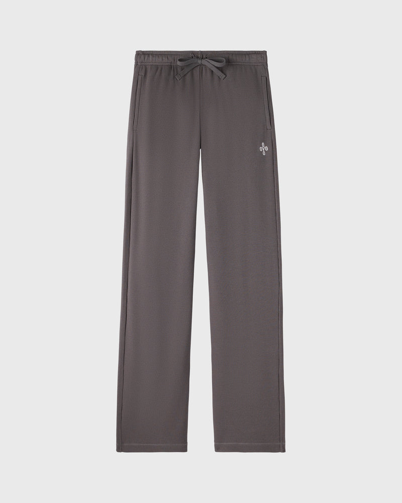 Pom Pom Waffle Open-Hem Sweatpant - Granite