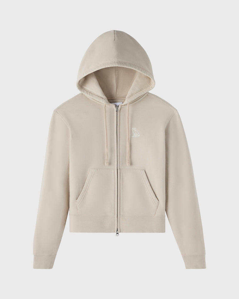 Relaxed-Fit Full-Zip Hoodie - Sand