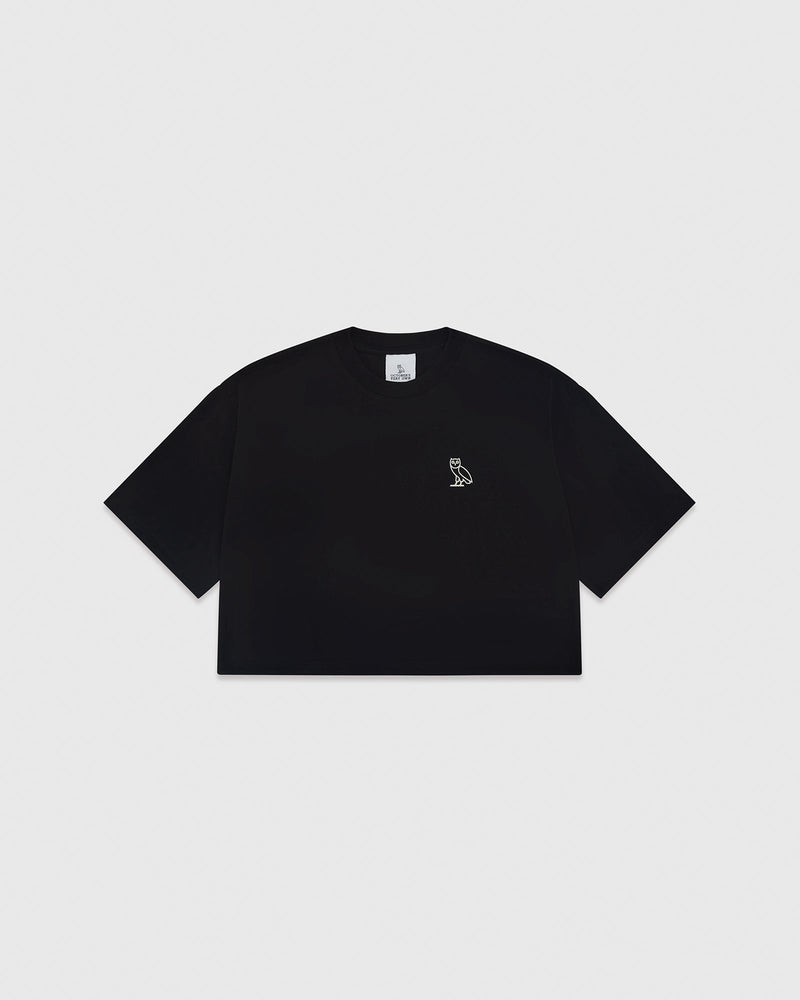 Cropped Stretch T-Shirt - Black