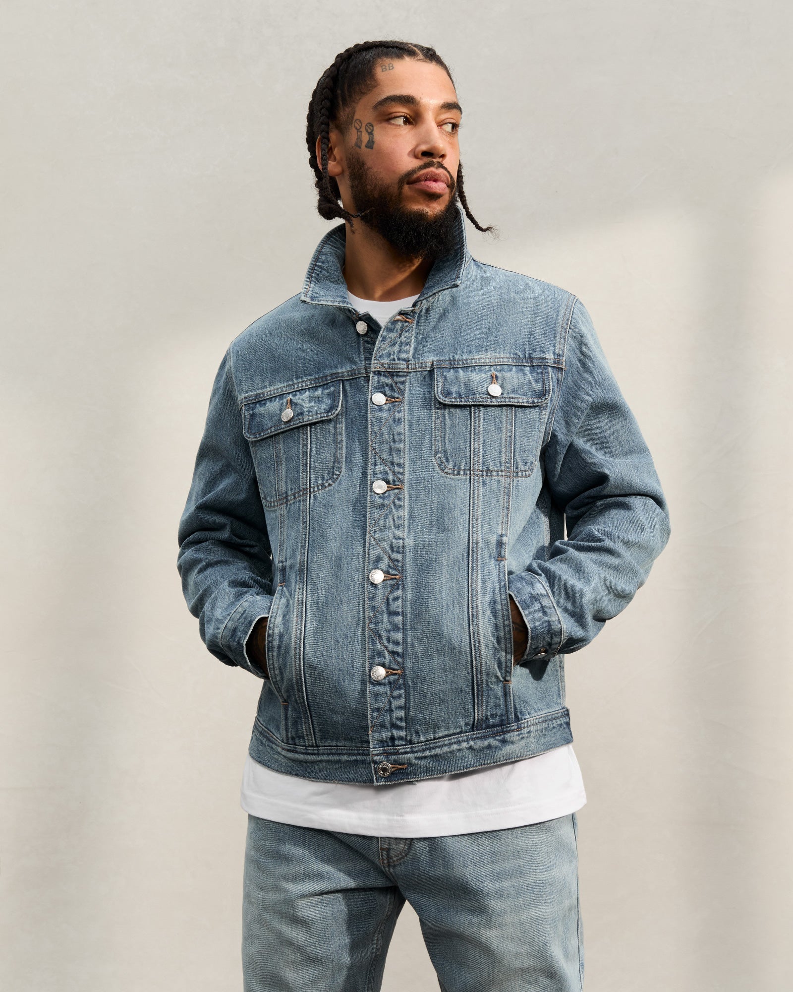 Denim Trucker Jacket - Washed Indigo IMAGE #2