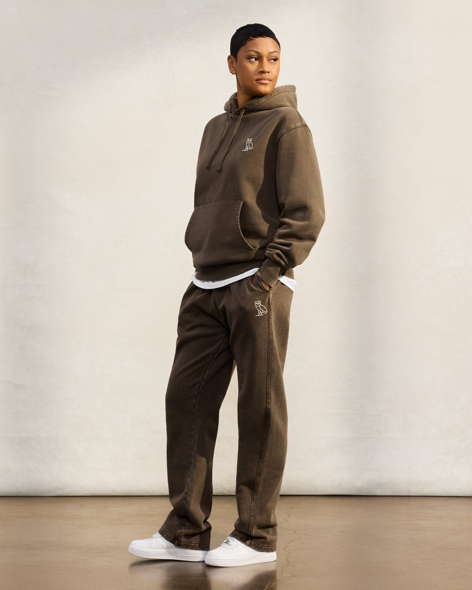 Muskoka Garment Dyed Open Hem Sweatpant - Brown IMAGE #3