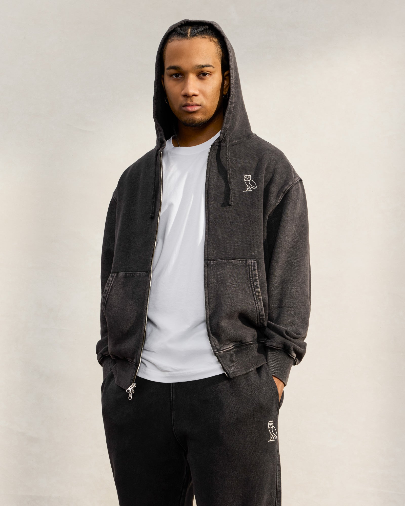 Muskoka Garment Dyed Full-Zip Hoodie - Black IMAGE #2