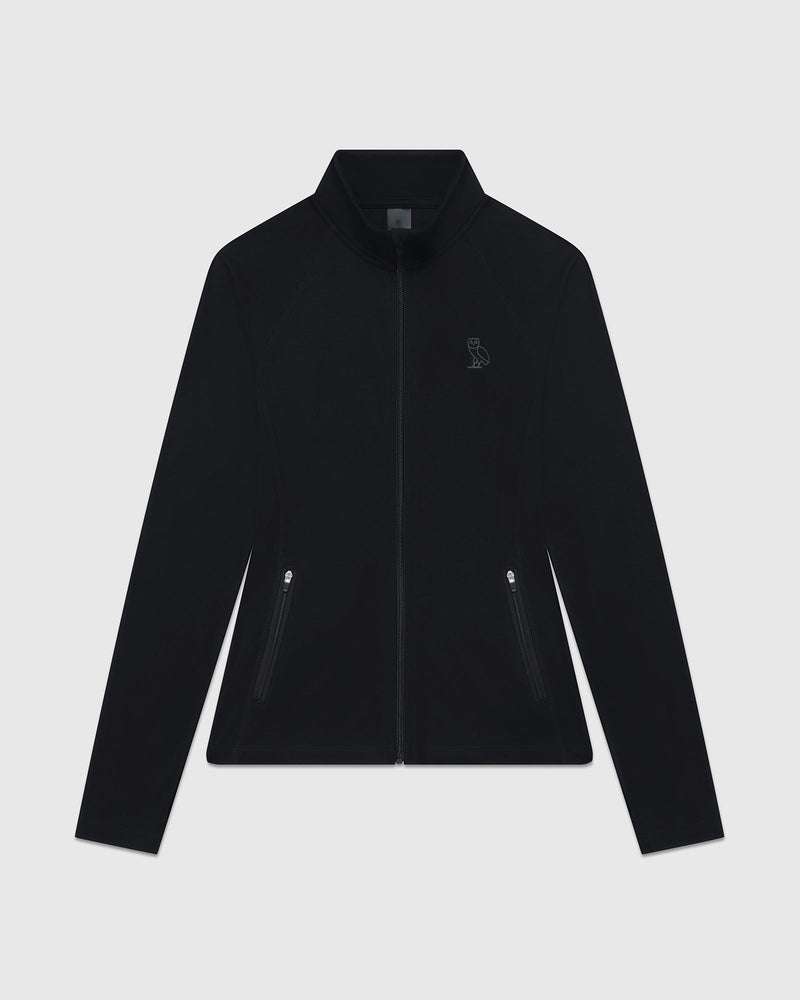 Mock Neck Zip Up Jacket - Black